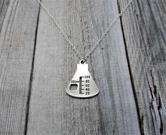 Chemistry Necklace Science Necklace Beaker Necklace Flask Necklace Chemistry Jewelry Science Jewelry Science Gifts Chemistry Gift Etsy