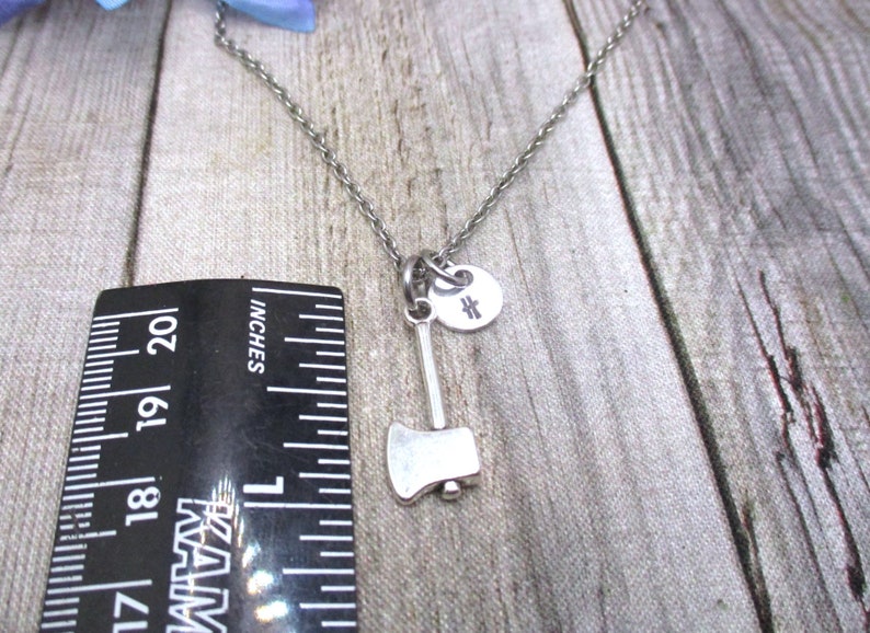 Axe Necklace Axe Jewelry Letter Initial Necklace Personalized Gifts For Her/ Him Spooky Gifts Halloween image 2