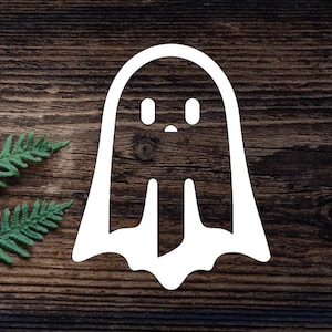 Sad Ghost Decal Ghost Vinyl Halloween Decal For Water Bottle Ghost Sticker Cup Sticker Laptop Decal Car Decal Tumbler Spooky Gifts