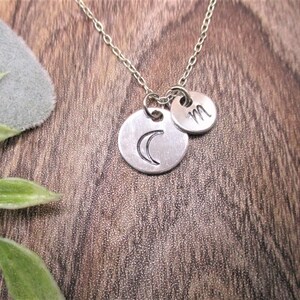 Crescent Moon Necklace Personalized Gifts Letter Initial  Gifts For Her / Him Moon Jewelry Celestial Jewelry