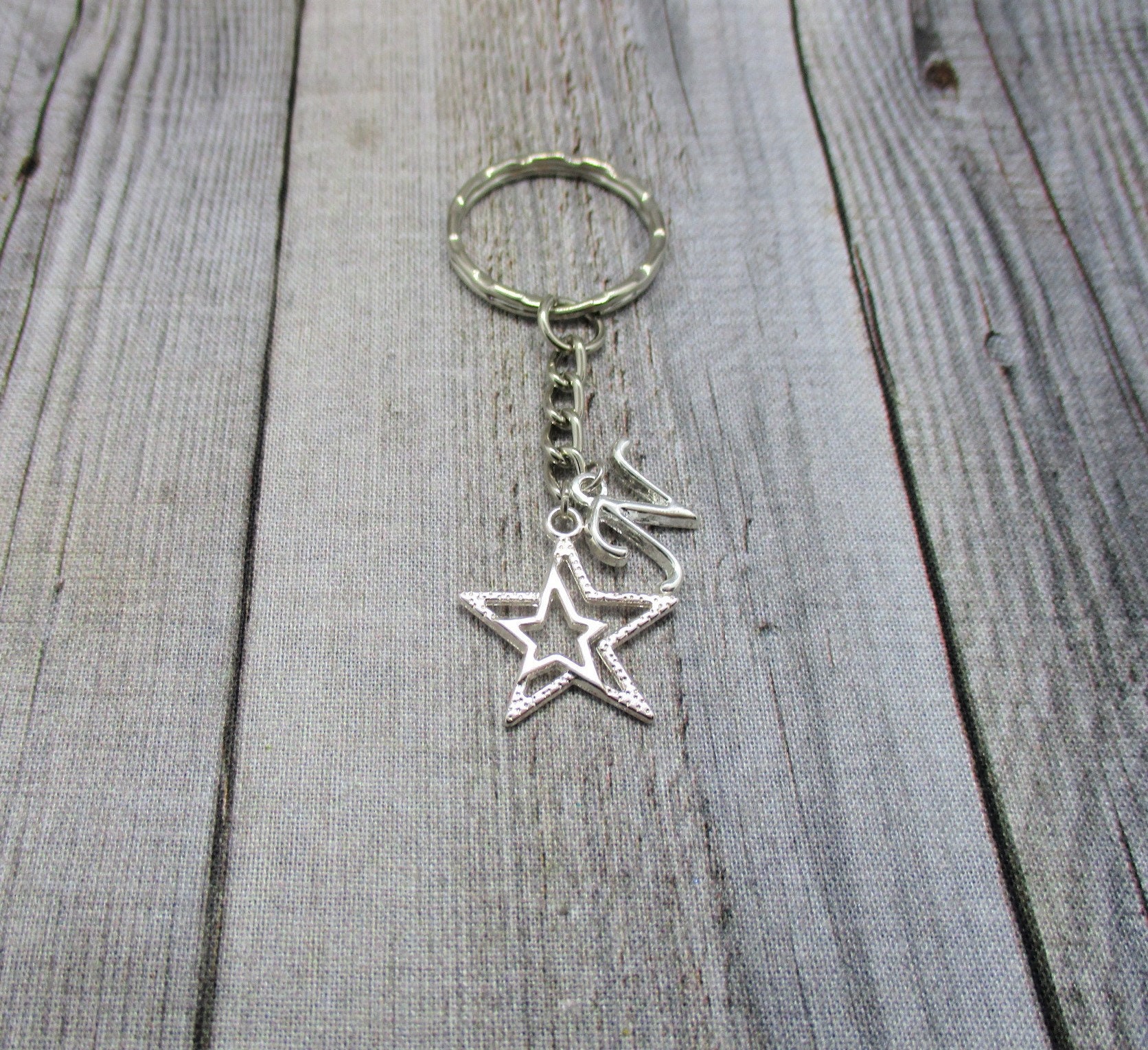 Star Keyring Star Keychain, Double Star Keychain, Personalized Star Keychain ...