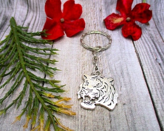 Tiger Head Keychain Animal Keychain Zoo Gifts for Him/ Her - Etsy