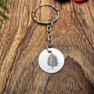 Rowan Leaf Keychain Birth Leaf  Hand Stamped Leaf Zodiac Keychain  Gifts For Her/ Him Birthday Gifts