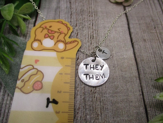 Pronouns Necklace, She/them Necklace, , They Them Pedant, Gender Fluid  Pronouns Sign, Aluminum Pendant on Metal Ball Chain, Pride Gift - Etsy