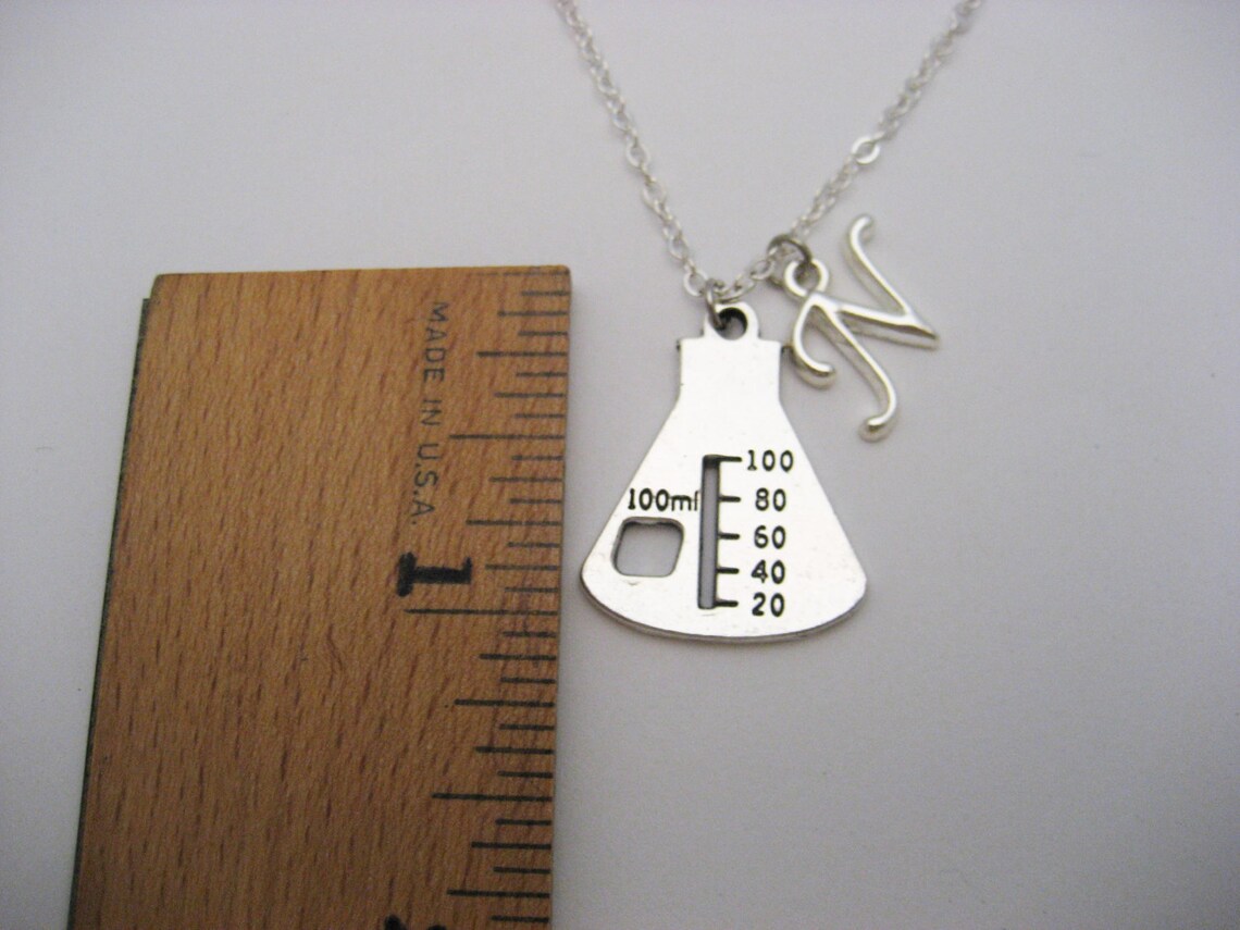 Beaker Necklace Flask Necklace Personalized Chemistry Etsy