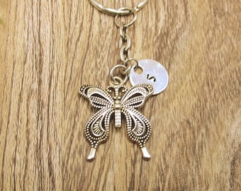 Large Butterfly Keychain  Personalized Gifts Initial Key Ring Butterfly Lovers Gifts For Her Nature Keychain Customized Gift