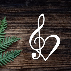 Heart Decal Music Heart Decal Vinyl Treble Clef Decal For Water Bottle Music Sticker Cup Sticker Laptop Decal Car Decal