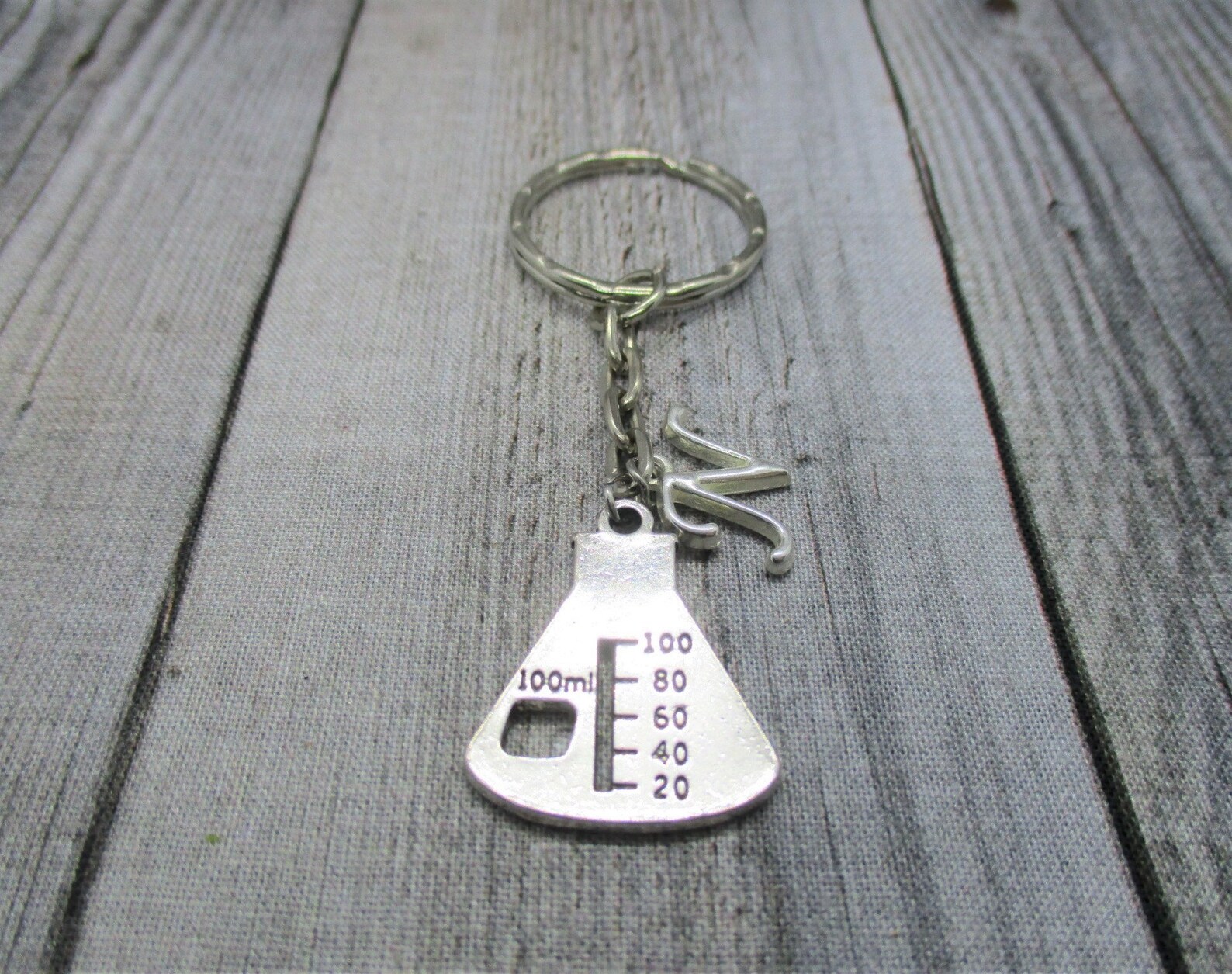 Science Keychain Beaker Keychain Chemistry Keychain Initial Etsy