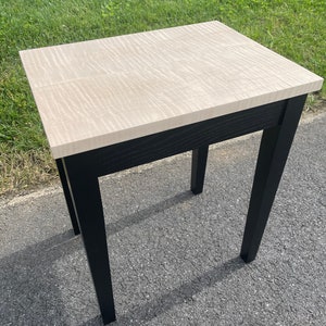 Farmhouse Table in Black with Solid Tiger Maple Wood Top