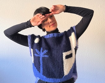 Knitting pattern - Intarsia vest - Moroccan Nights - knit, chunky, bulky, oversize, digital download