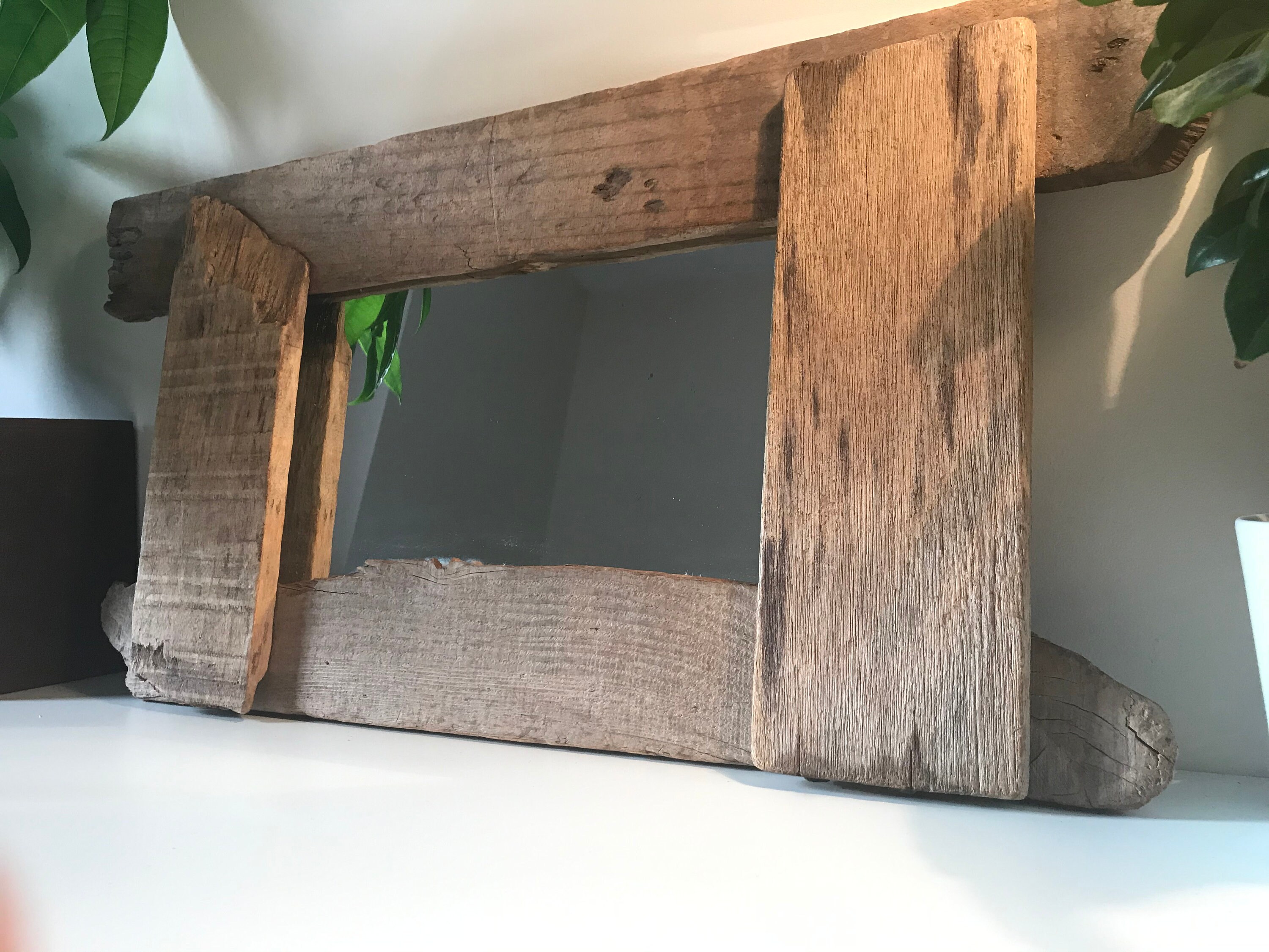 Driftwood Mirror With a Hessian Back Etsy UK