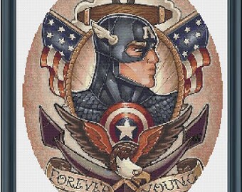 Captain America Cross Stitch Pattern Instant Download