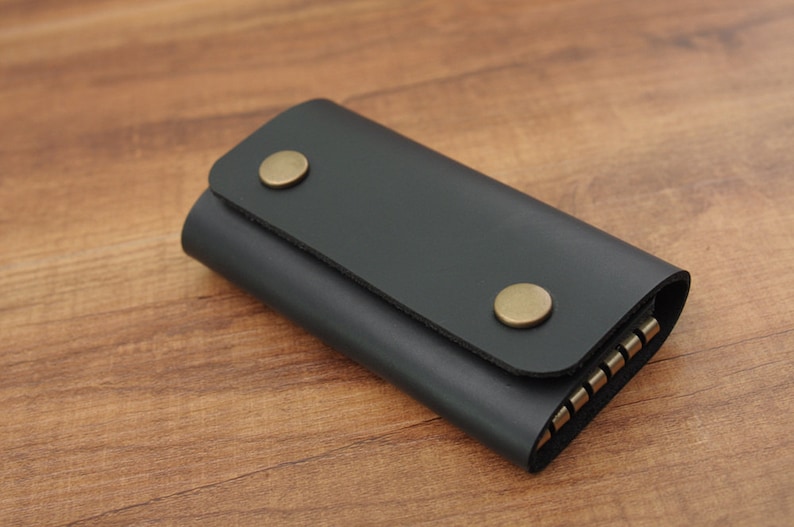 Leather Key Holder Leather Key Case In Brown And Black Key Chain Purse Case Gift For Men And Women L-061