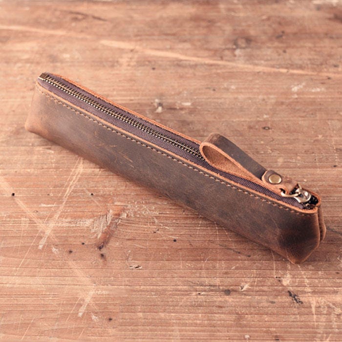 Leather Snap Pen Pouch Pen Case Pen Holder Pencil Case Etsy