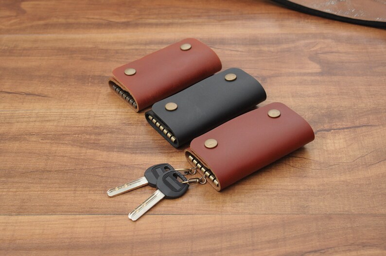 Leather Key Holder Leather Key Case In Brown And Black Key Chain Purse Case Gift For Men And Women L-061