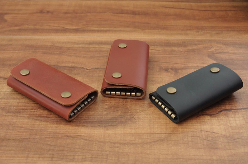 Leather Key Holder Leather Key Case In Brown And Black Key Chain Purse Case Gift For Men And Women L-061
