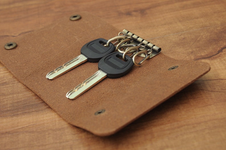 Leather Key Holder Leather Key Case In Brown And Black Key Chain Purse Case Gift For Men And Women L-061