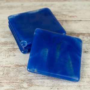 Fused Glass Coaster Set of 4 in Blue and Clear
