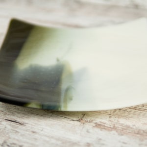 Elegant Green and White Fused Glass Plate
