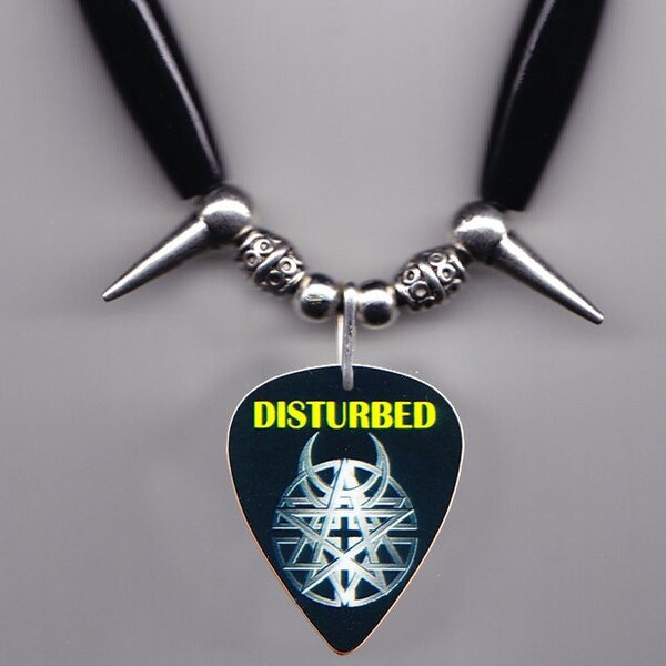 Disturbed Black Guitar Pick Necklace