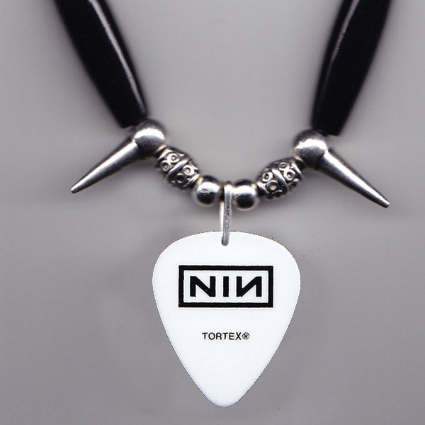 Nine Inch Nails Trent Reznor White Guitar Pick Necklace - 2014 Tour NIN