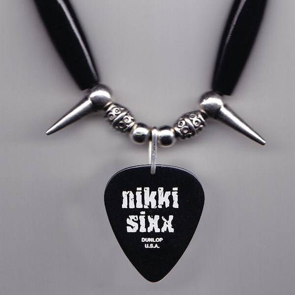 Motley Crue Nikki Sixx Fick Dich Black/Silver Guitar Pick Necklace - 2006 Tour