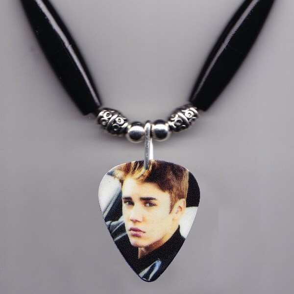 Justin Bieber Signature Photo Guitar Pick Necklace #2 - 2012 Believe Tour