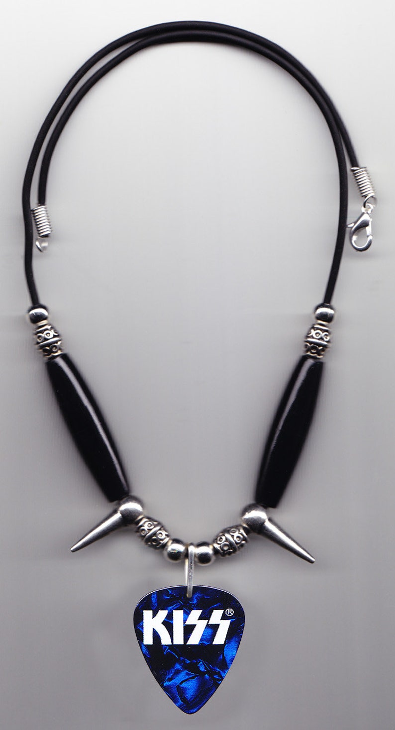 KISS Dark Blue Pearl Guitar Pick Necklace