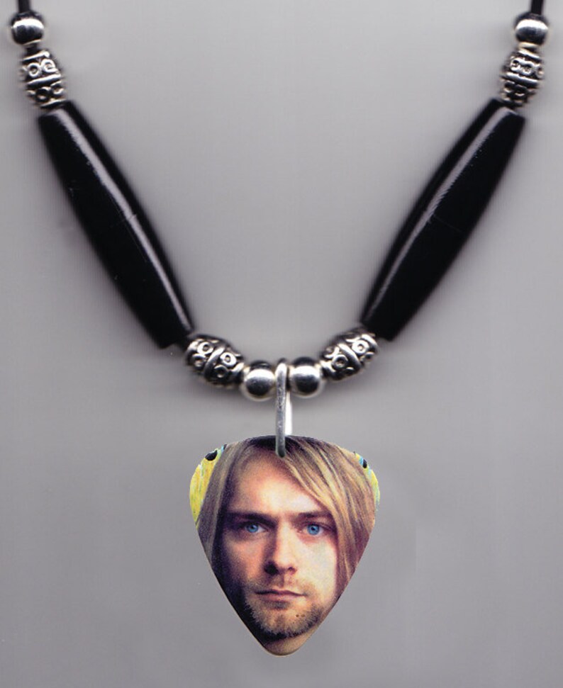 Nirvana Kurt Cobain Photo Guitar Pick Necklace | Etsy