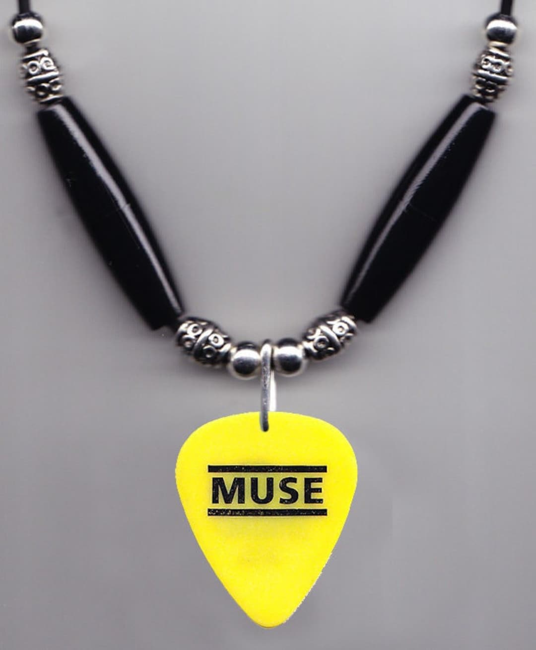 Muse Matthew Bellamy Signature Yellow Guitar Pick Necklace 2016