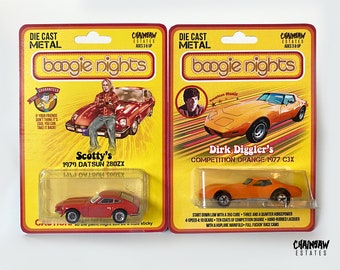 The Die-Cast Cars Of Boogie Nights | Custom Matchbox Of Dirk Diggler's Corvette and Scotty's Datsun | Hotwheels