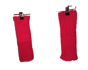 RED hand-knitted legwarmers (One Size, women)