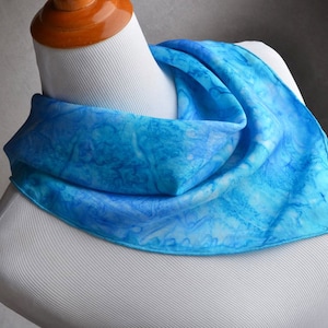 Hand Painted Silk Scarf Blue 20&quot; x 20&quot; Silk Scarf by Angi&#39;s Silks AS26