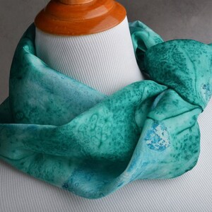 Hand Painted Silk Scarf Green 15&quot; X 56&quot; Silk Scarf by Angi&#39;s Silks AS21