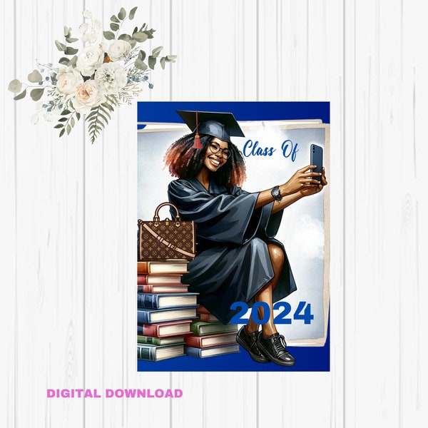 African American Graduation Card, Digital Card, Black Graduation Card, African American Card, 5x7 Card, Black greetings, Printable Cards.
