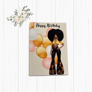 Afroamerikaner-Geburtstags-Tageskarte, 5x7 Karte, schwarze Grußkarte, Geburtstagskarte, Grußkarte, Geschenk für sie, schwarze Mädchenkarte
