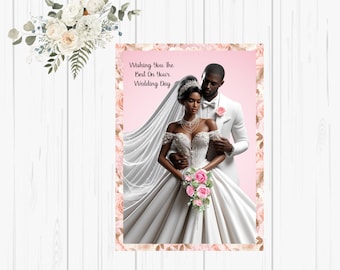 African American Wedding Greeting  Card, Black greeting Card, Black art, Melanin Card, Greetings Card, Wedding Card, 5x7 Card.