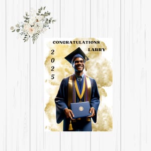 Biglietto di auguri di laurea personalizzato per afroamericani, biglietto di laurea nero, biglietto di auguri, biglietto per lui, biglietto di laurea, biglietto 5x7