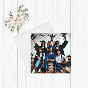 Carte de voeux afro-américaine de remise des diplômes, carte vierge, carte de remise des diplômes noire, carte de voeux, carte pour lui, carte de diplômé.