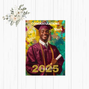 African American personalized Graduation greeting Card, Black  Graduation Card,  Greetings Card, Card for him, Graduate Card, 5x7 card