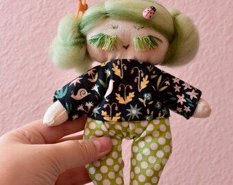 Handmade Forest Fawn Doll w/Felted Hair