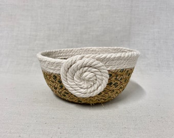 Cotton Fabric Coil Bowl/Basket Tan  B-36