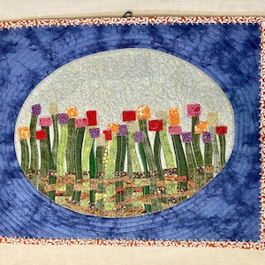 Flower Field Cotton Fabric Art Quilt Multi-color