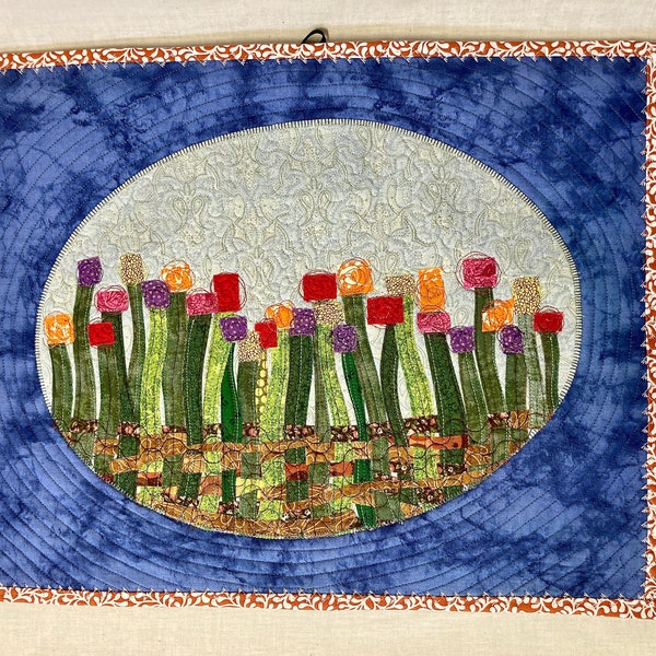 Abstract Flower Field Cotton Fabric Art Quilt Multi-color