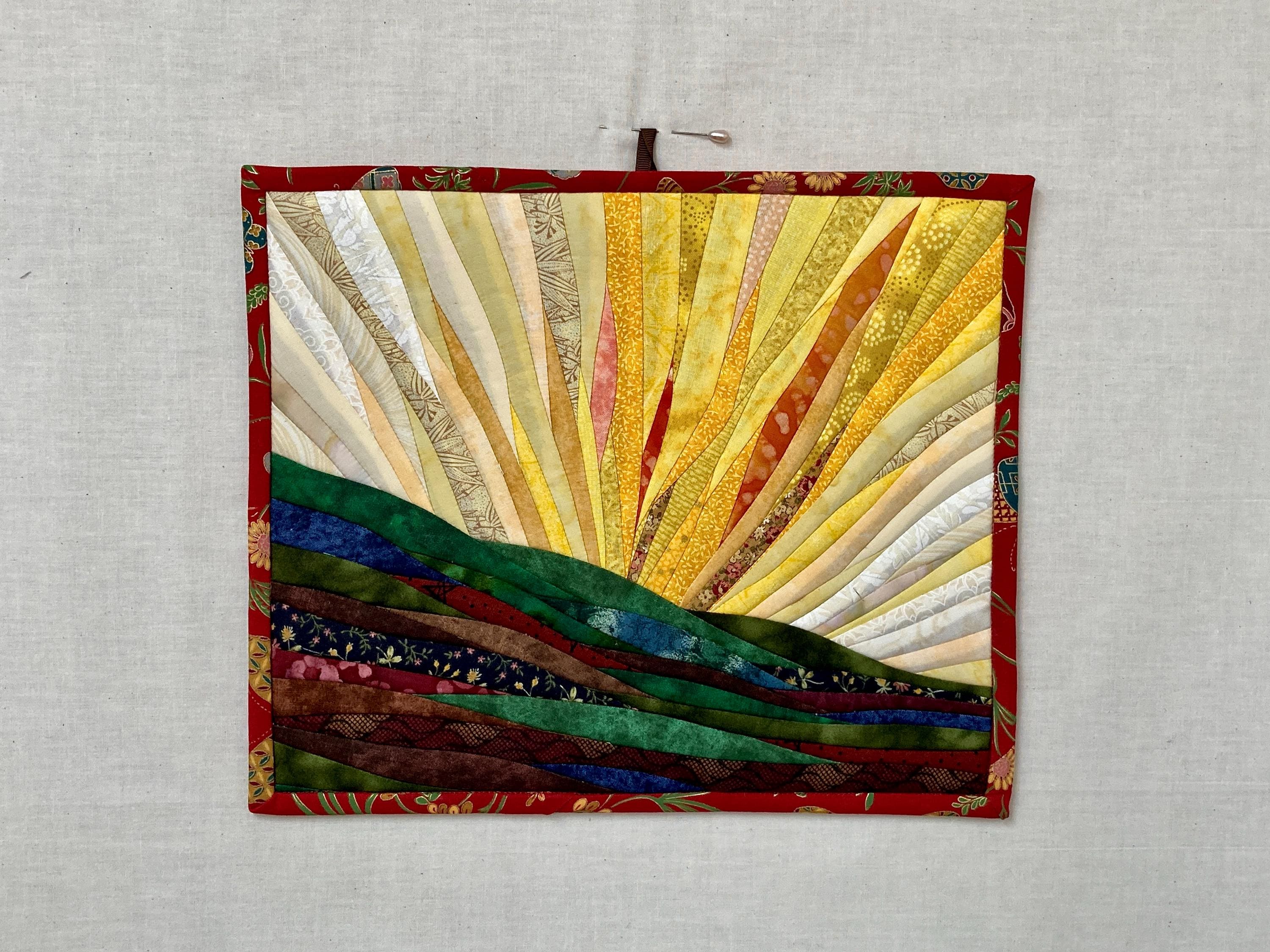 Art Quilt Wall Hanging Cotton Fabric Sunset Scene