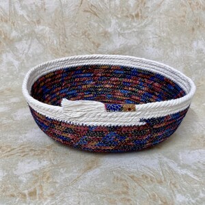 Round Cotton Fabric Coiled Rope Cord Bowl Basket Earth Tones