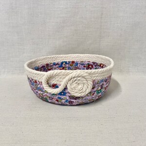 Round Cotton Fabric Coil Bowl/Basket in Lavander