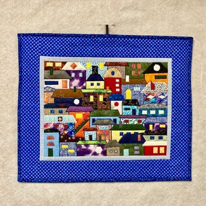 Fun City Scape Cotton Fabric Art Quilt
