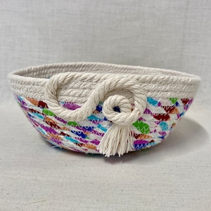 Cotton Fabric Round Coil Bowl/Basket Multi-color