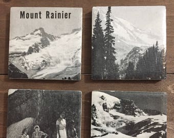 Vintage 1950s Book Magnets, Mt. Rainier #1, Set of 4